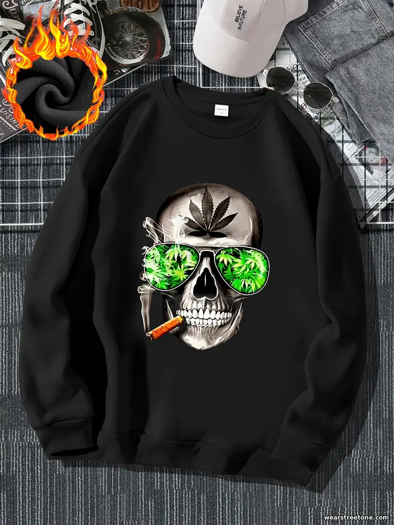 Мужская Модная Толстовка: Skull with Marijuana