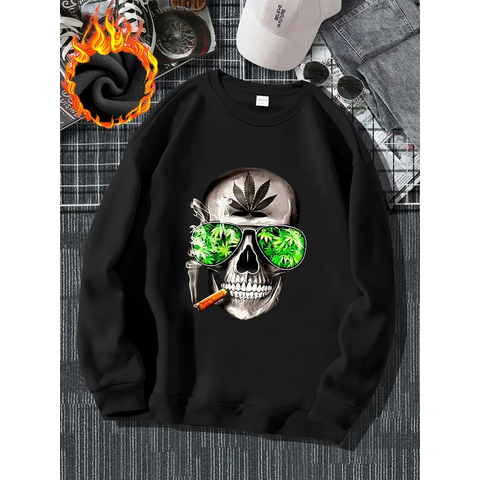 Мужская Модная Толстовка: Skull with Marijuana