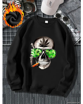 Мужская Модная Толстовка: Skull with Marijuana, изображение 1