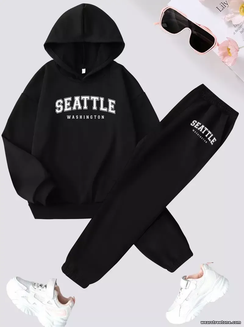 Детский спортивный костюм: Seattle Washington свитшот и штаны, кэжуал.